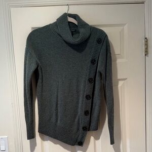 Saks Fifth Avenue Charcoal Cowl Neck Sweater with Button Accents